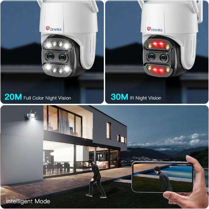 Ctronics Zoom Híbrido 6X Cámara Vigilancia WiFi